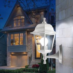 Садово-парковый светильник ЭРА НБУ 04-60-001 белый 4 гранный настенный IP44 Е27 max60Вт