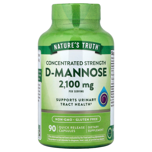 Nature's Truth, D-манноза, 90 капсул с быстрым высвобождением (700 мг в 1 капсуле)