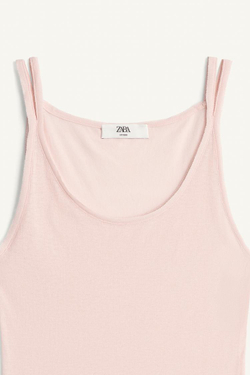 ZARA ТОП НА ТОНКИХ БРЕТЕЛЯХ - LIMITED EDITION, БЛЕДНО-РОЗОВЫЙ