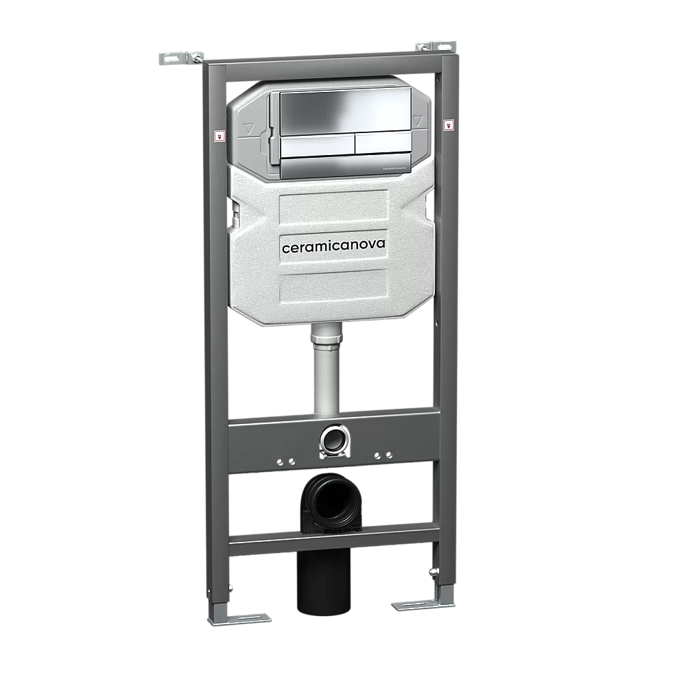 Унитаз подвесной Ceramica Nova Forma Rimless CN3009_1002CH безободковый, с крышкой микролифт, с инсталляцией и кнопкой хром