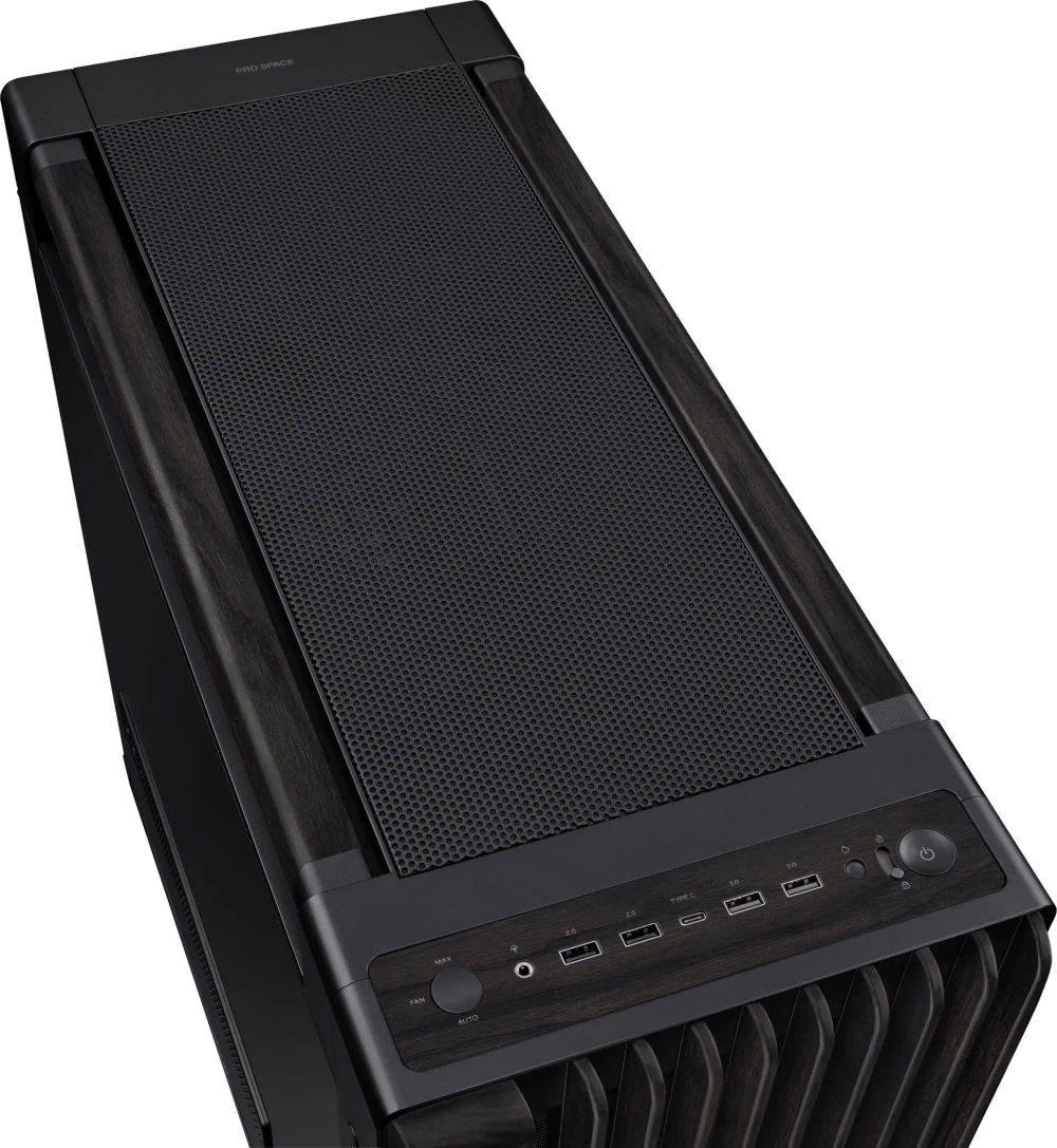 Корпус ASUS PROART PA602 WOOD TG PWM BLACK, деревянная панель на лицевой части, закаленное стекло, черный