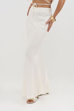 Юбка-рыбка из вискозы ванильного цвета