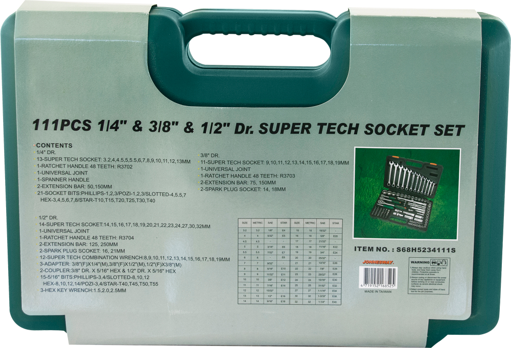 S68H5234111S Набор инструмента универсальный 1/4", 1/2"DR Super Tech, 111 предметов