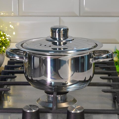 Кастрюля 1,8л нерж "Астра", d16см, h9см с металлической крышкой, ТРС, капсульное дно, индукция