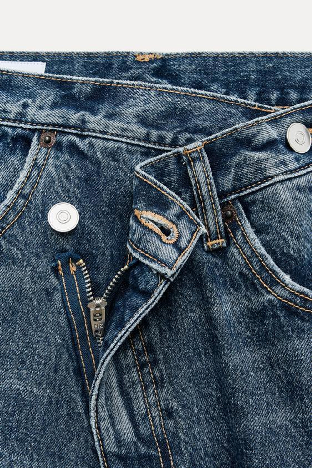 ZARA ДЖИНСЫ НА ЗАПÁХЕ С ШИРОКИМИ ШТАНИНАМИ И ВЫСОКОЙ ПОСАДКОЙ, МОРСКОЙ СИНИЙ