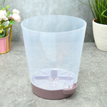 Горшок цветочный 2л №3 прозрачный, поддон бледно-бордовый