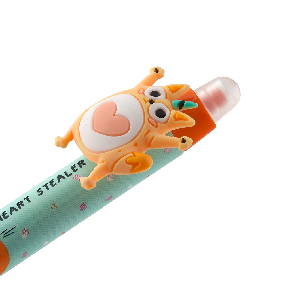 Ручка гелевая стираемая автоматическая MESHU "Cool cats" синяя, 0,5мм, корпус ассорти, с топпером