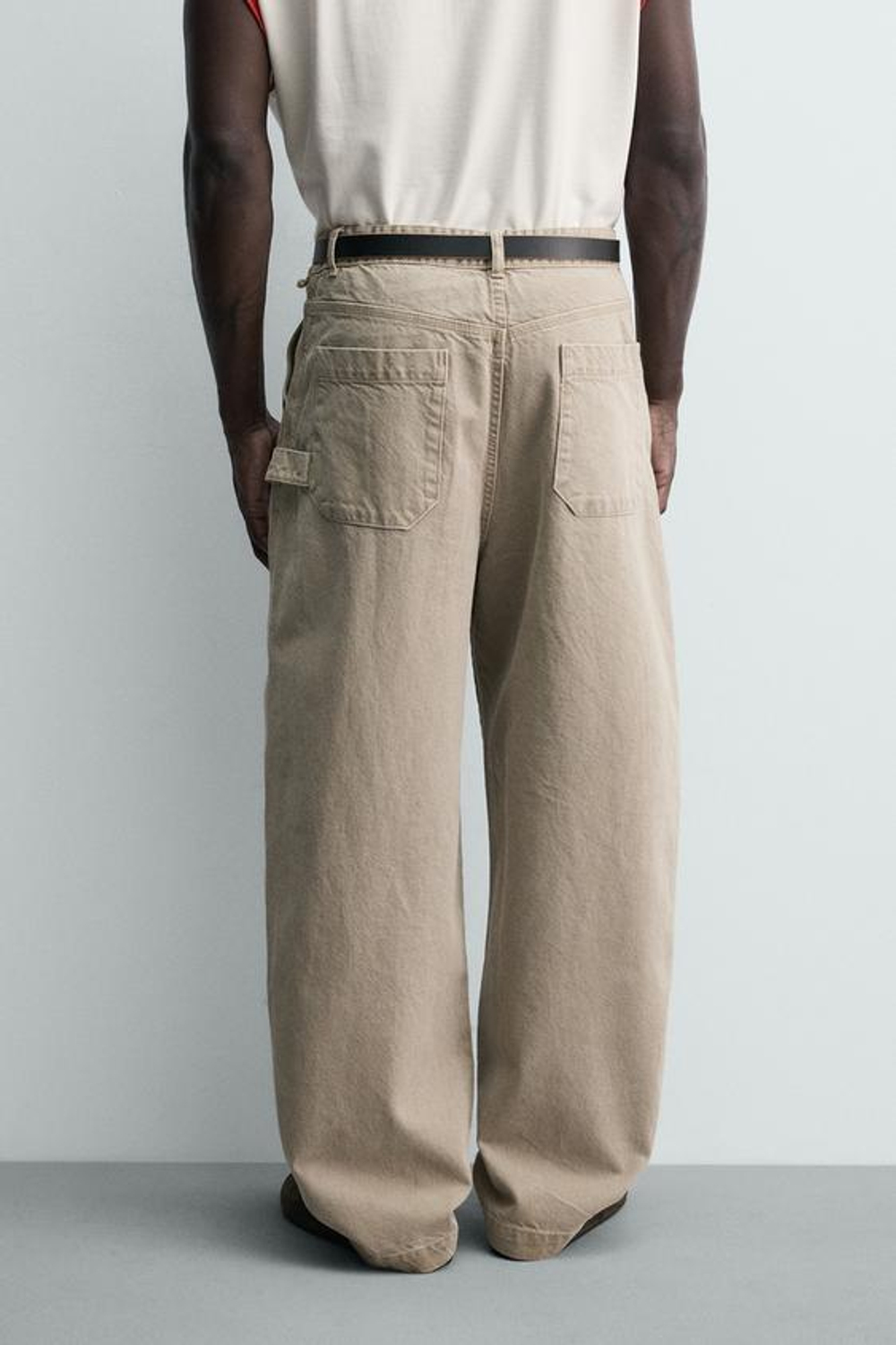 ZARA БРЮКИ RELAXED FIT КАРГО, СВЕТЛО-ПЕСОЧНЫЙ