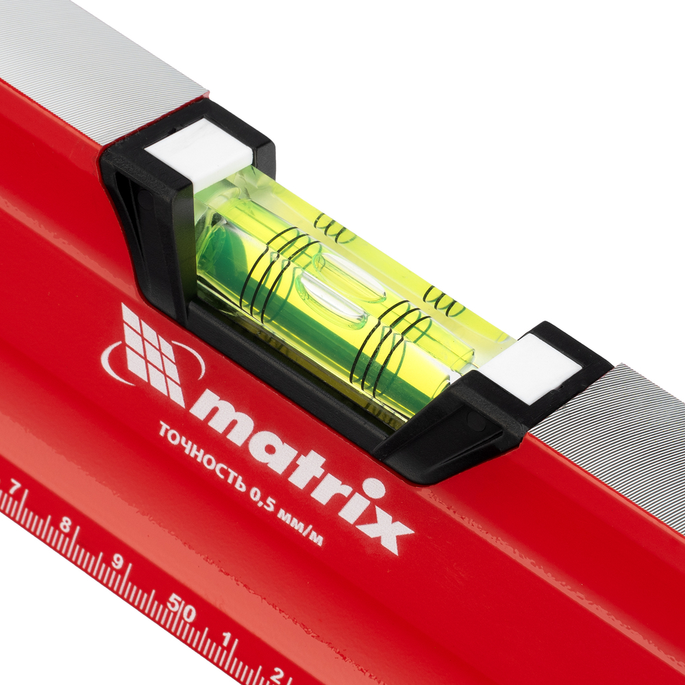 Уровень алюминиевый, магнит, фрезерованный, 3 глазка (1 зеркальный) двухкомпонентные рукоятки, 1000 мм Matrix