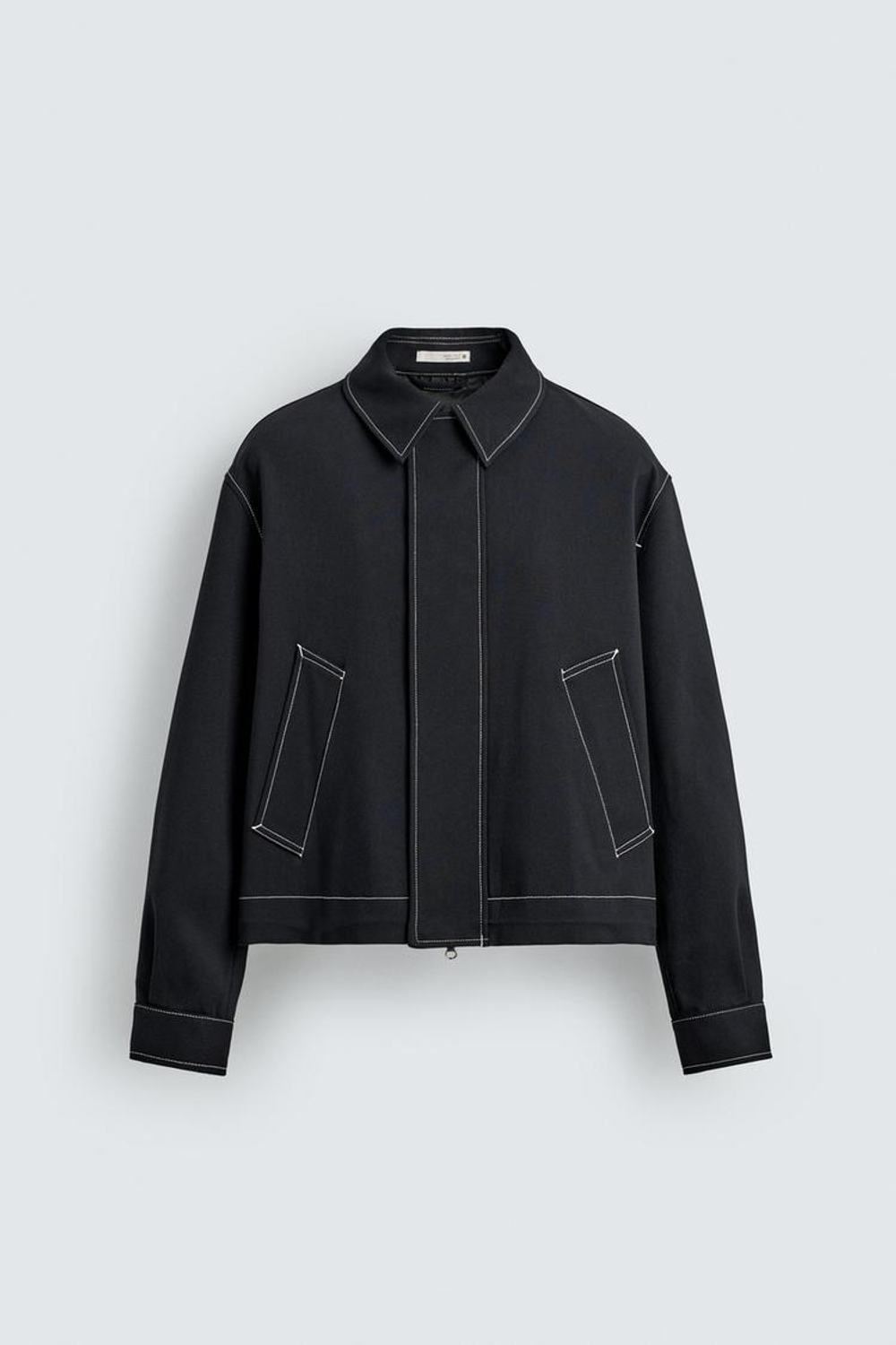 ZARA КУРТКА-РУБАШКА С КОНТРАСТНОЙ ОТСТРОЧКОЙ, МОРСКОЙ ТЕМНО-СИНИЙ