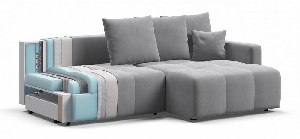 Угловой диван Босс Тренд Велюр Монолит сталь