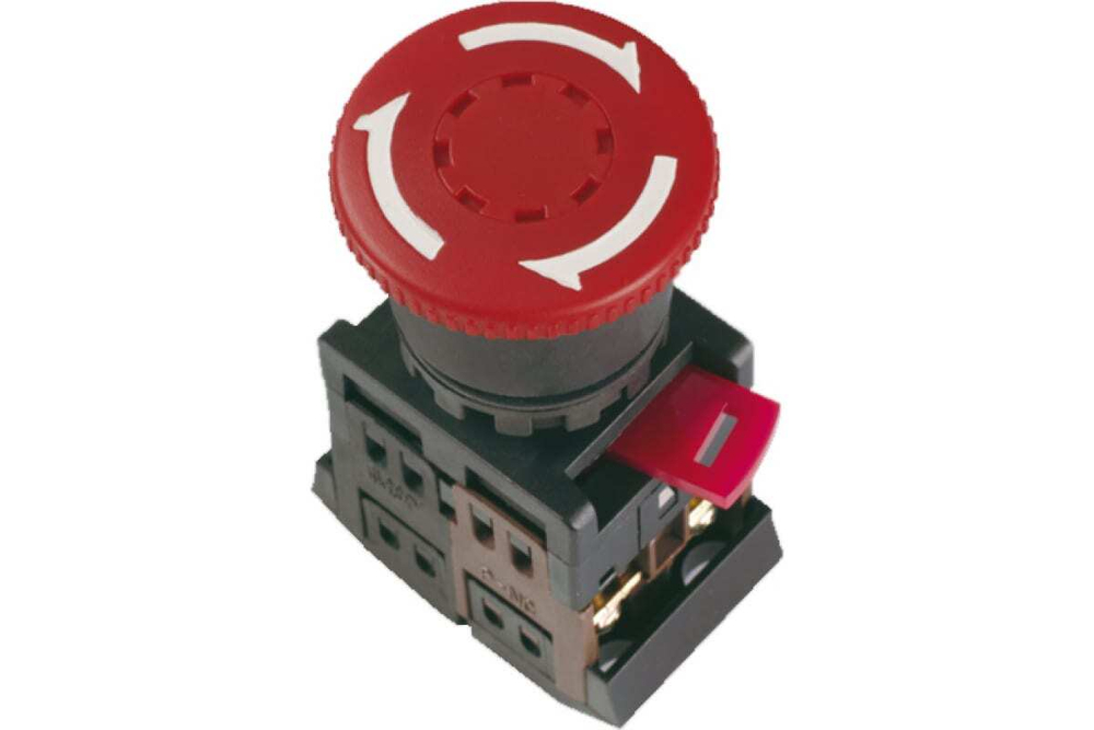 Кнопка управления AE-22 "Грибок" d=22мм 1з+1р 240В с фиксацией красная IEK