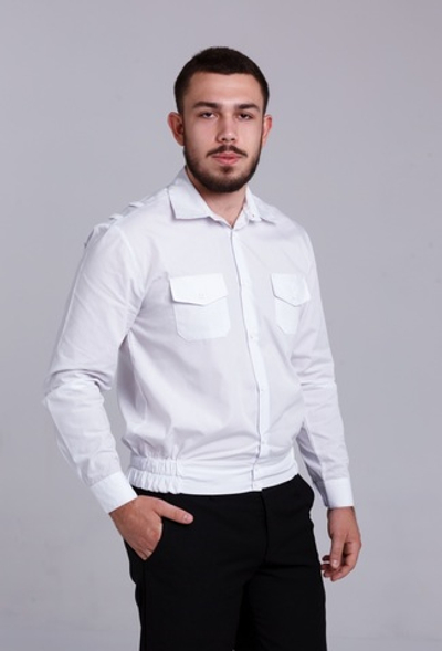 Рубашка форменная кадетская для кадетов казачья школьная детская белая длинный рукав хлопковая хлопок