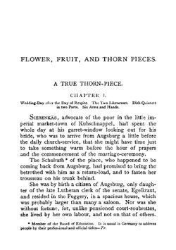 Flower, Fruit and Thorn Pieces: Or, the Married Life, Death, and Wedding of the Advocate of the Poor Firmian Stanislaus Siebenkäs, Tr. by E.H. Noel. Volume 1 | Jean Paul F. Richter