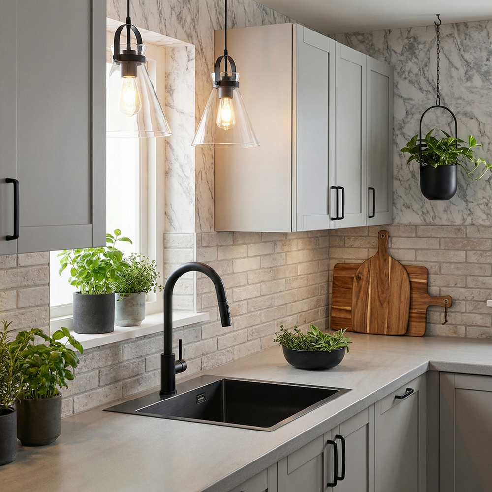 Мойка настол.монтаж 50х50 (3,0) вып 3 1/2  MIXLINE ПРО С ФАСКОЙ 20см с сиф (черн. графит НАНО декор)