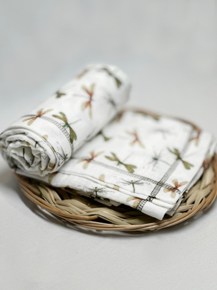 Муслиновая пеленка Стрекозы 90*130 (+/-5см)