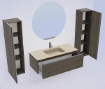 Тумба с раковиной Armadi Art QUATRO 1 100 OAK ANTHRACITE/профиль ANTHRACITE/раковина DAPHNE