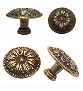 Ручка-кнопка, 'Louis XVI' D31мм, латунь c коричн. пат., винт, 24479.03100.54