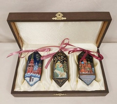 Набор ёлочных игрушек "Конфеты с ручной росписью Палех" в футляре