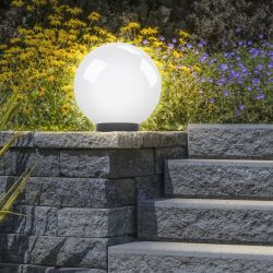 Садово-парковый светильник ЭРА НТУ 01-100-301 шар опаловый на опору / кронштейн IP44 Е27 max100Вт d300mm