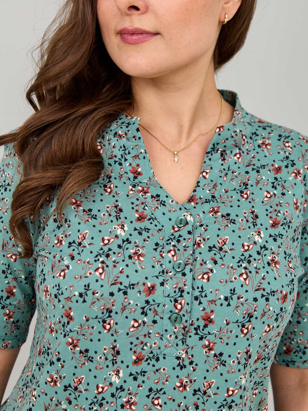 Блузка БЛ-122/шалфей-кораллцветы