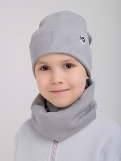 Комплект трикотажный шапка и снуд "Серый"