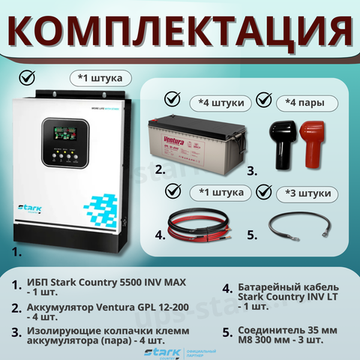 Комплект ИБП SC 5500 INV MAX + GPL 12-200 х 4 шт.