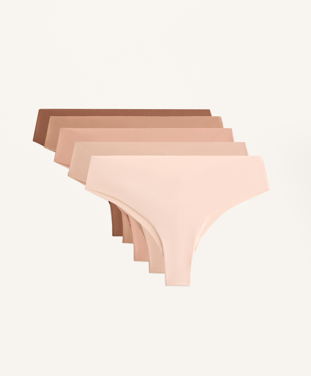 OYSHO Набор из пяти трусиков-бразильяно из полиамидной смеси, бежевый