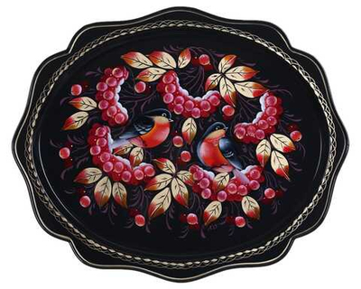 Жостовский поднос декоративный, размер 38х30 см (A15), металлический