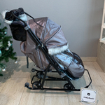 Санки - коляска Galaxy NOVA Сатин серо-коричневый арт. GGGСК