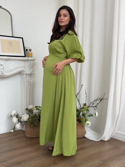 Платье шелковое, длинное, рукава 3/4, на резиночке