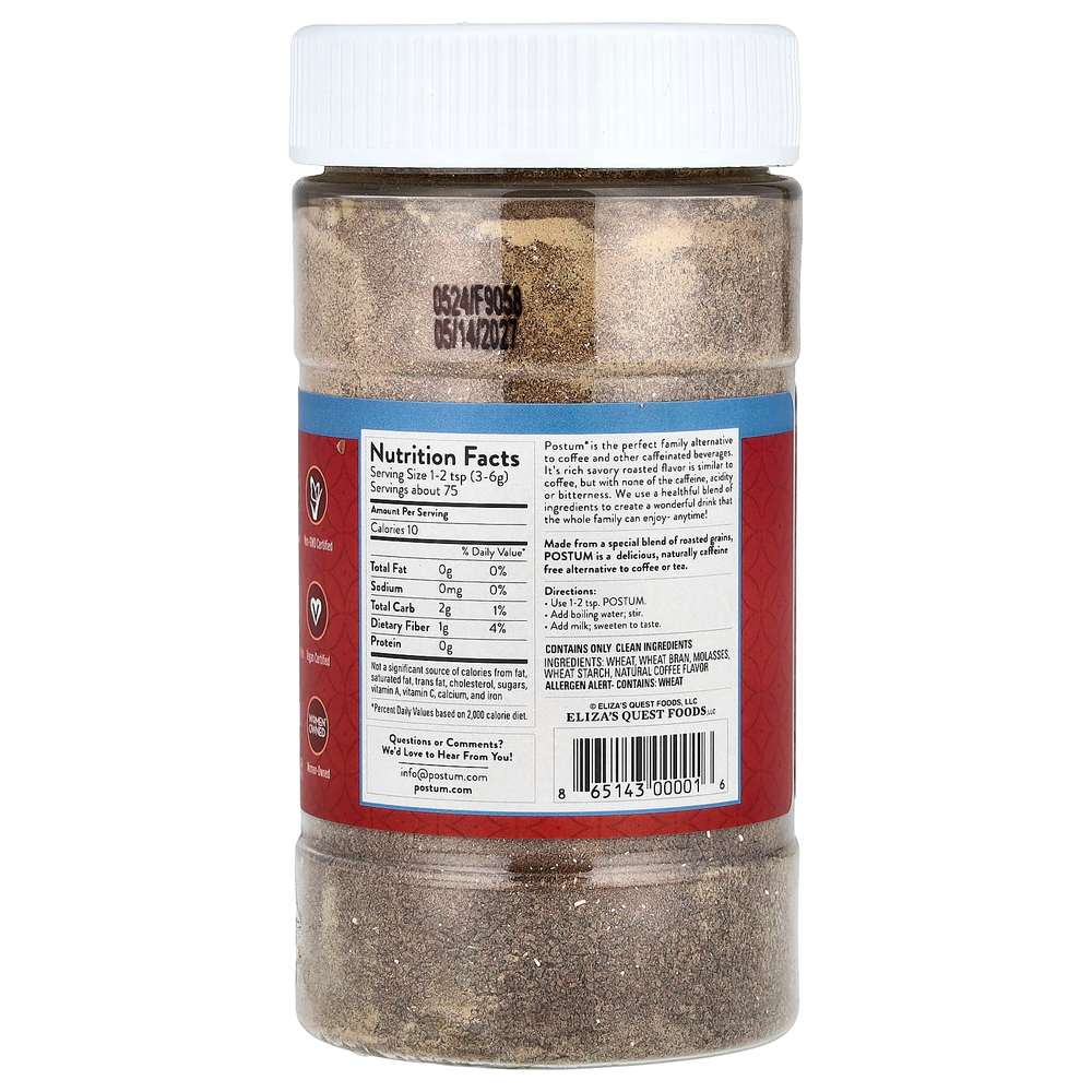 Postum, Теплый напиток быстрого приготовления, натуральный кофе, без кофеина, 227 г (8 унций)