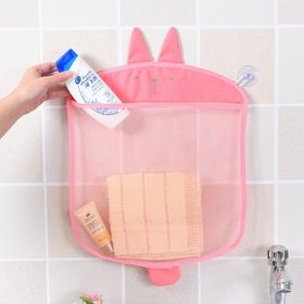 Сетка для хранения игрушек в ванной комнате настенная косметичка на присосках Розовый кролик