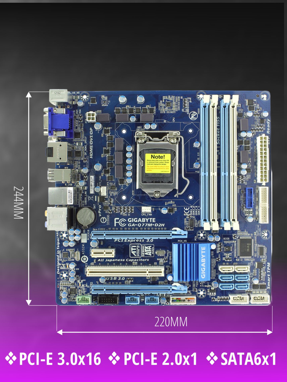 Материнская плата GIGABYTE GA-Q77M-D2H (rev. 1.0). Товар уцененный
