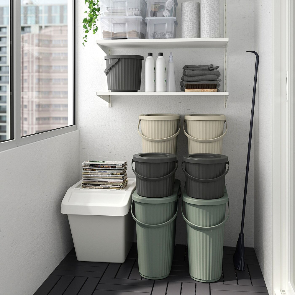 IKEA DAMMÄNG  (ИКЕА ДАММÄНГ)  -  Корзина с крышкой, темно-серый, 8 л