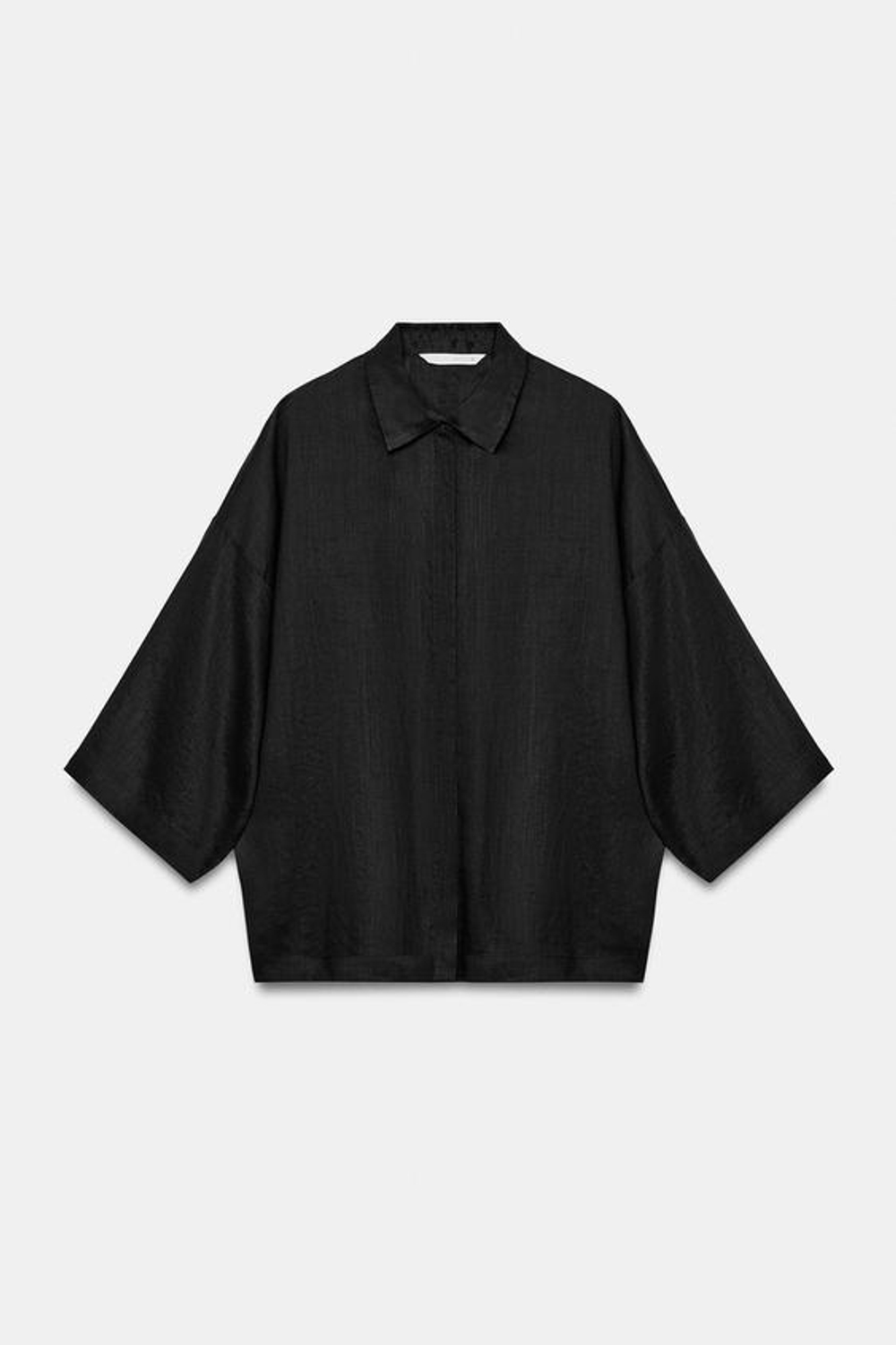 ZARA СТРУЯЩАЯСЯ РУБАШКА ОВЕРСАЙЗ — ZW COLLECTION, ЧЕРНЫЙ