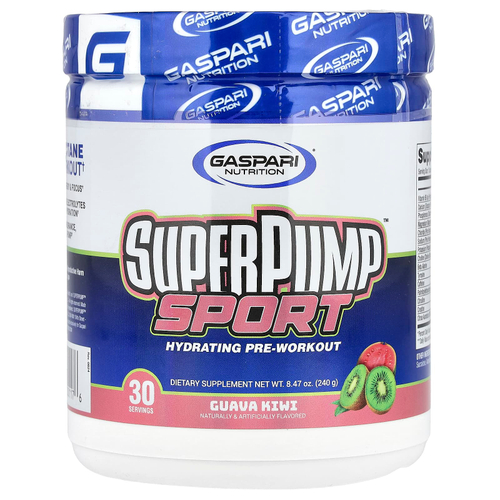 Gaspari Nutrition, SuperPump ™ Sport, увлажняющее средство перед тренировкой, гуава и киви, 240 г (8,47 унции)