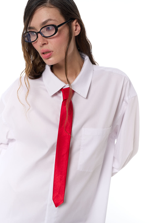 Рубашка оверсайз, хлопок, голубой