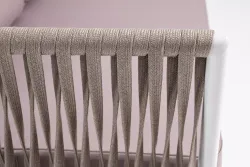 "Касабланка" правый модуль плетеный из роупа, каркас алюминий светло-серый (RAL7035) муар, роуп серо-коричневый 23мм, ткань бежевая 052