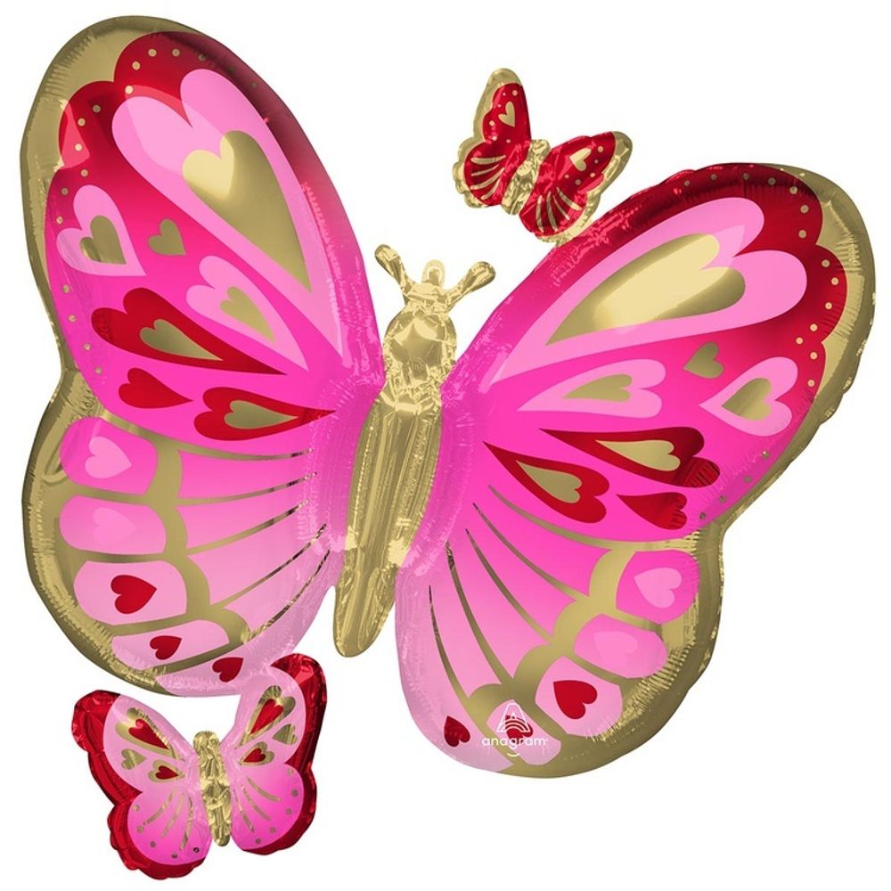 Шар Фигура &quot;Бабочки сердца розовая&quot;