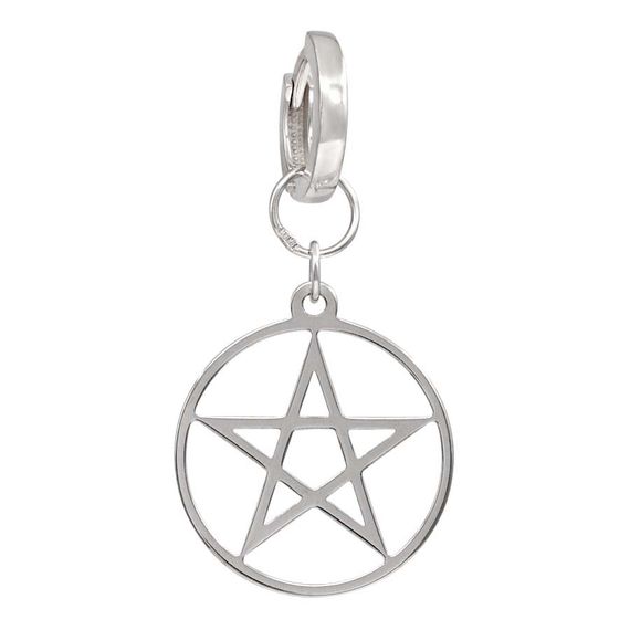 Серьги Конго 12 мм с подвеской Пентаграмма из серебра 925, вид 2