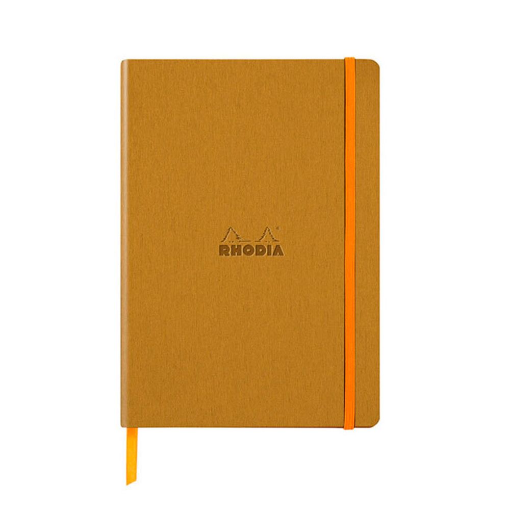 Записная книжка Rhodiarama в мягкой обложке A5 в точку 90 гр Gold золотистая (117476C)