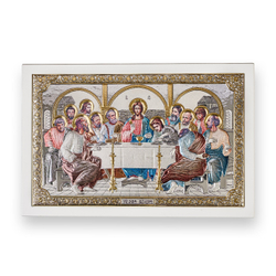 Тайная Вечеря, икона прямоугольная с рамкой, лик открыт, белое дерево, эмаль 245х380