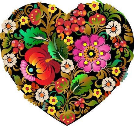 Панно настенное из дерева "Сердце - Хохлома" 50 х 47 см