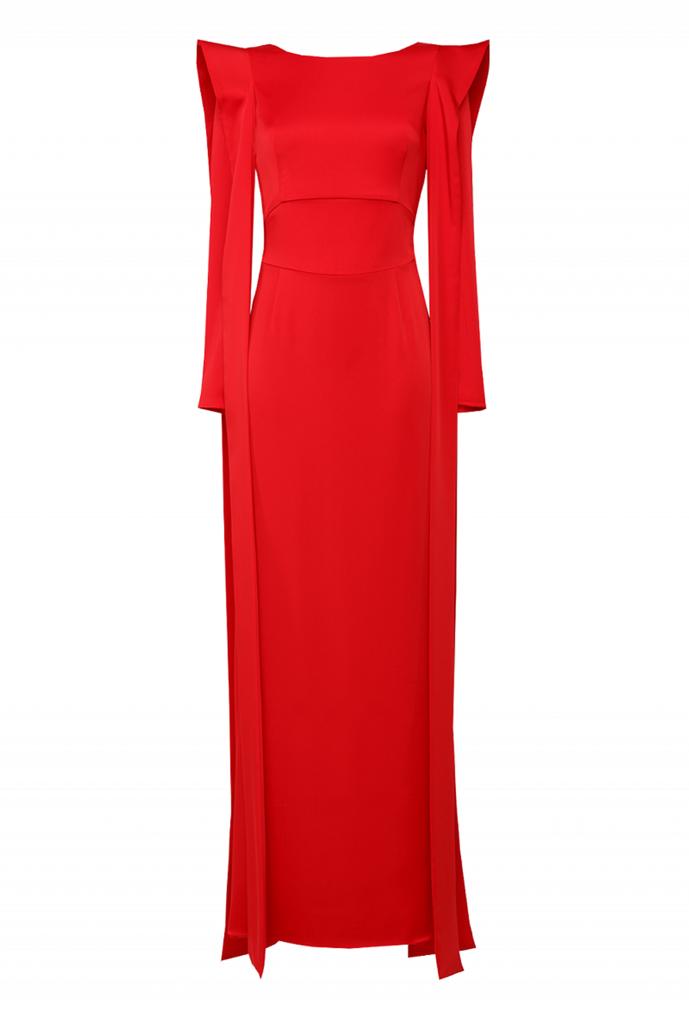 Вечернее платье красное с крылышками по окату рукава 34 -19FW