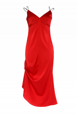 Платье на лямках красное 15-19 SS