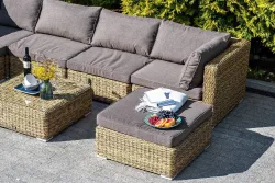 "Лунго" модуль диванный угловой с подушками, цвет соломенный (гиацинт)