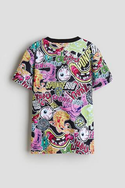 H&M Футболка из хлопка с принтом, черный