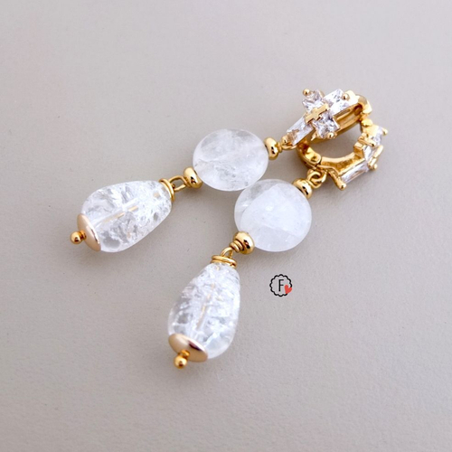 Серьги позолоченные с кварцем