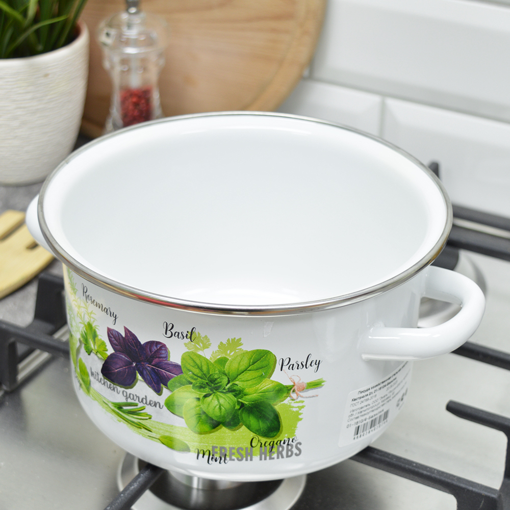 Кастрюля 2л "Базилик" с металлическим ободком